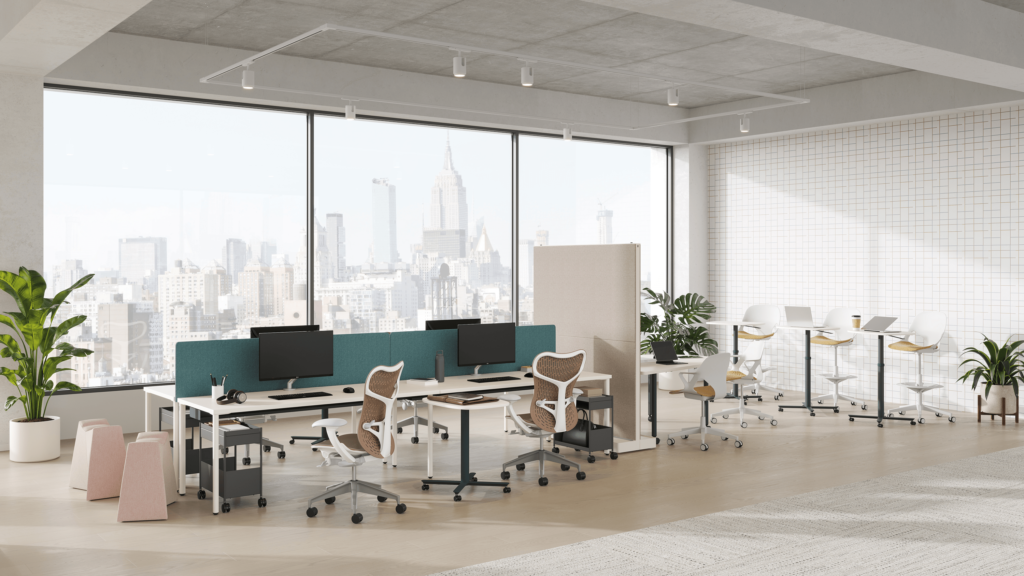 Office fitout specialist design in a white room and office furniture