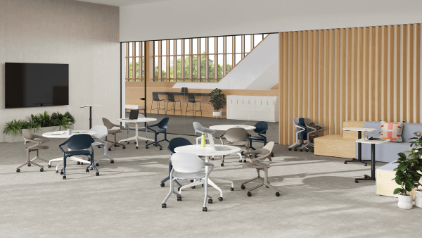 Agile office setting design featuring the Flux Nesting Chair at WorkArena