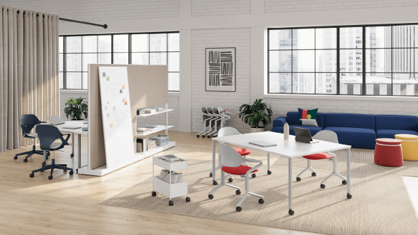 Agile workspace design featuring the Flux Nesting Chair at WorkArena