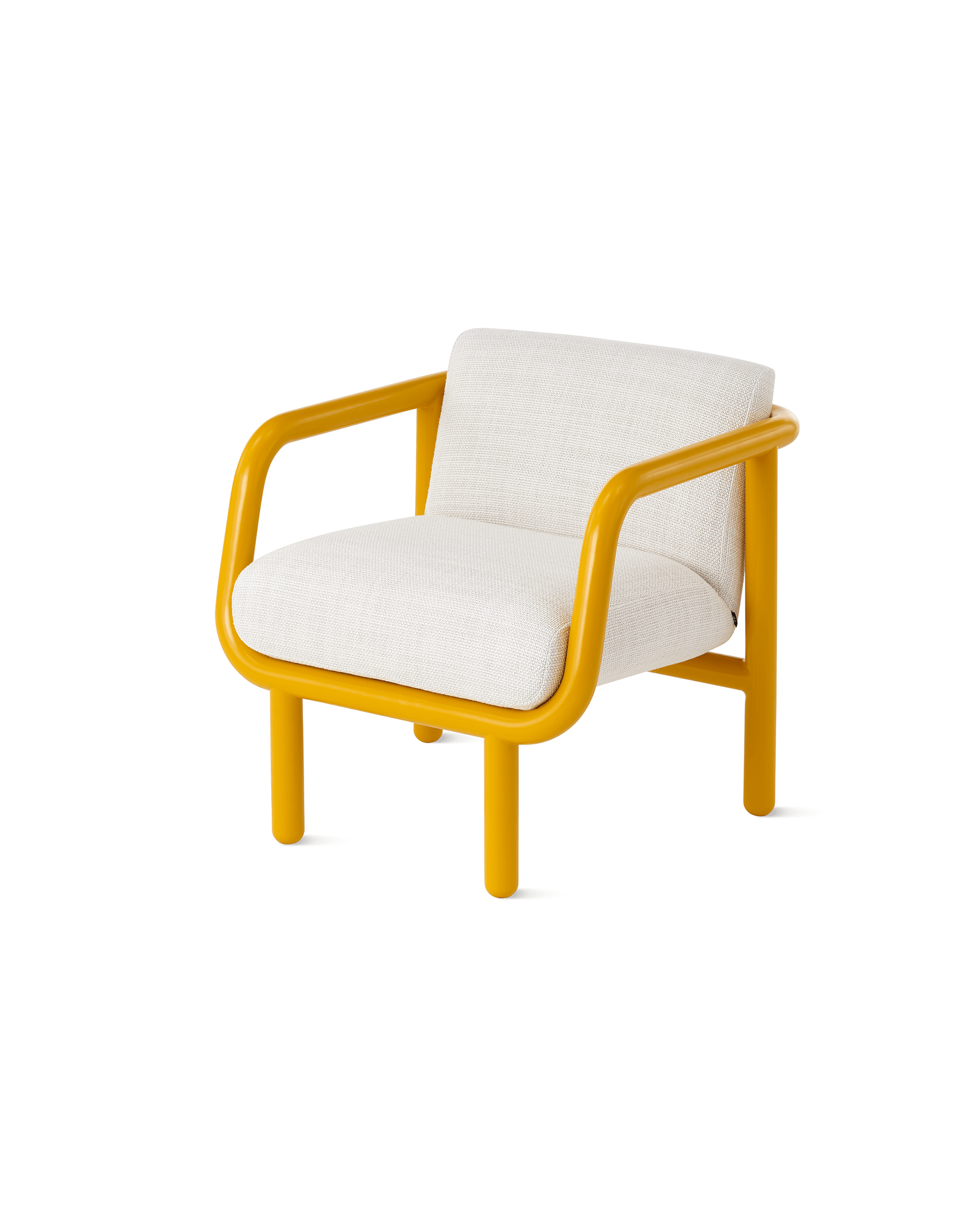 yellow and beige Percy lounge chair side in white background