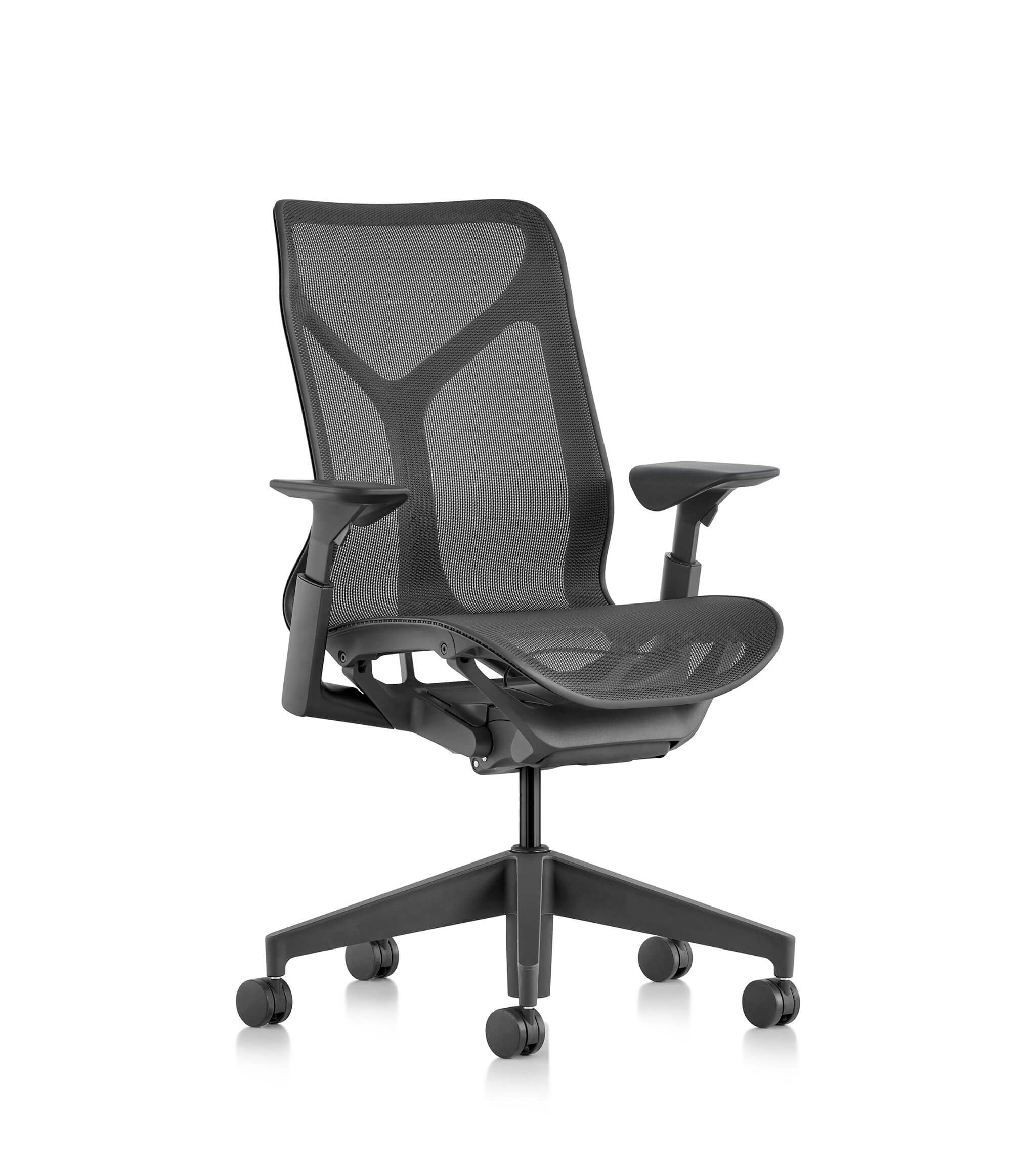 cosm chair by Herman miller on black colour side view in a white background