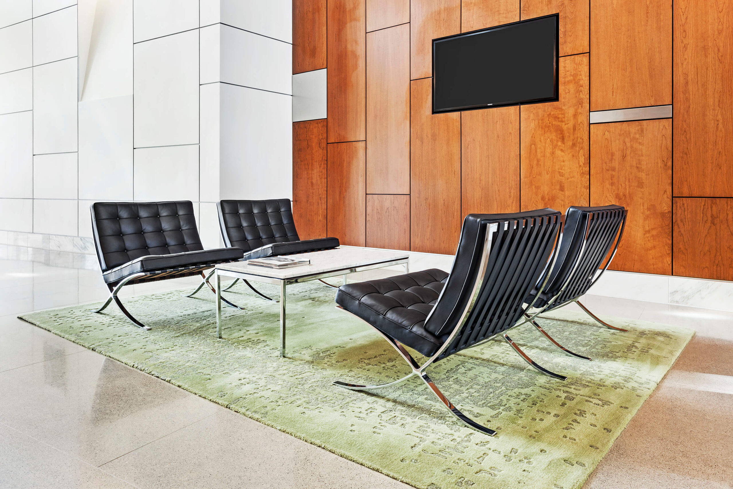 black leather barcelona chair from knoll