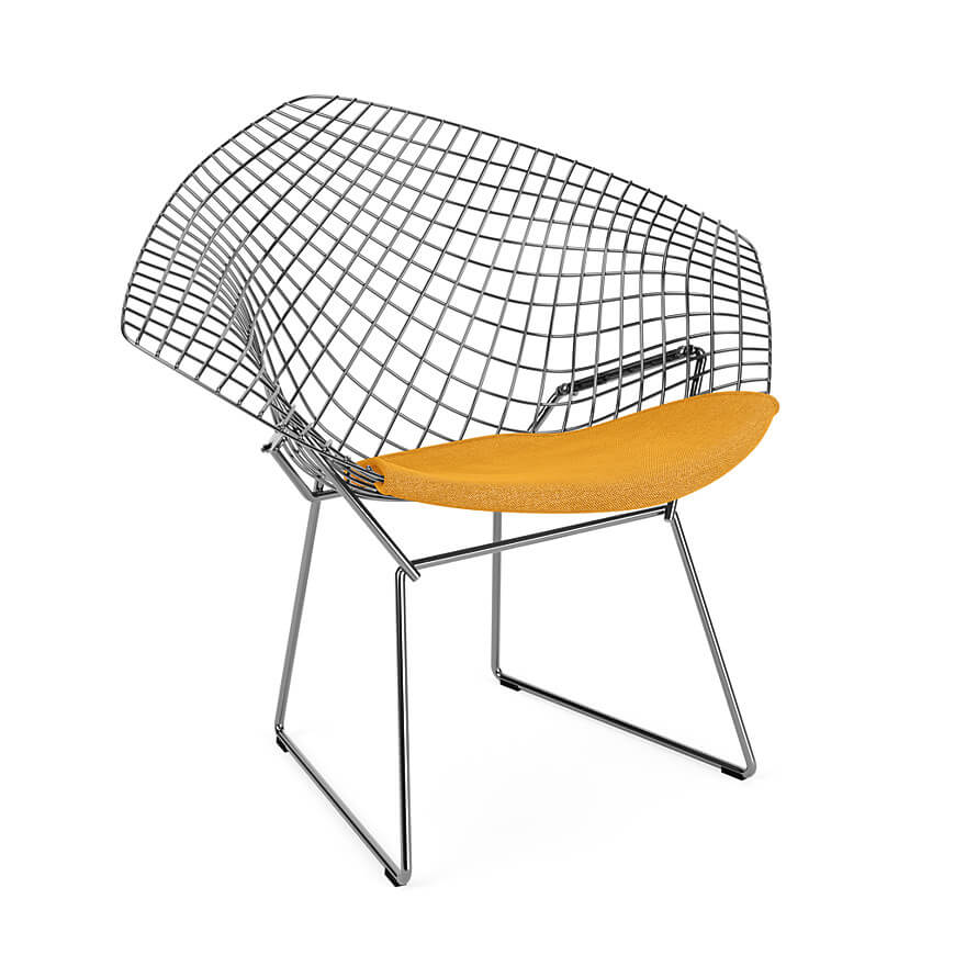 Bertoia Diamond Chair with yellow seat