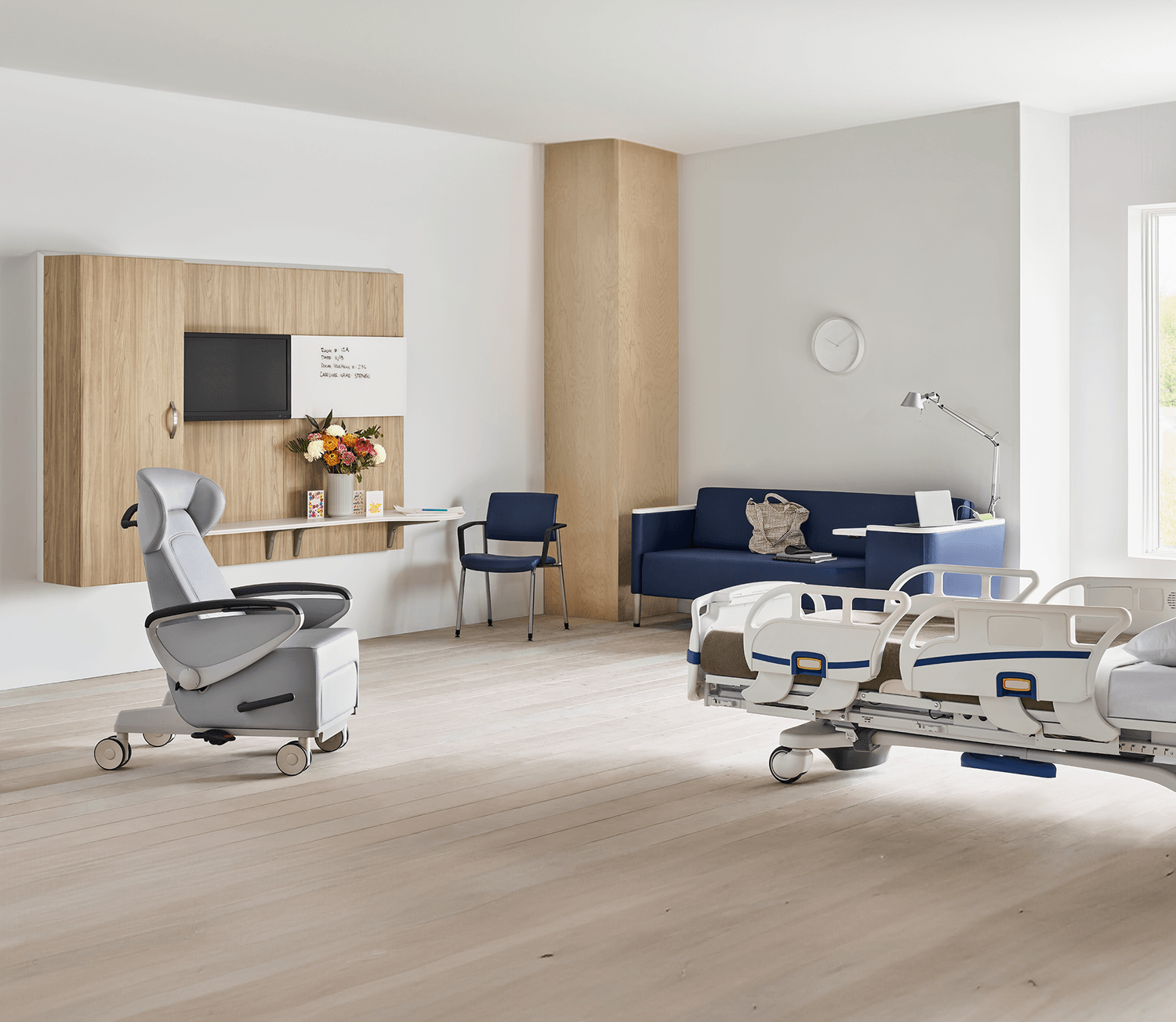 medical furniture in a hospiral room