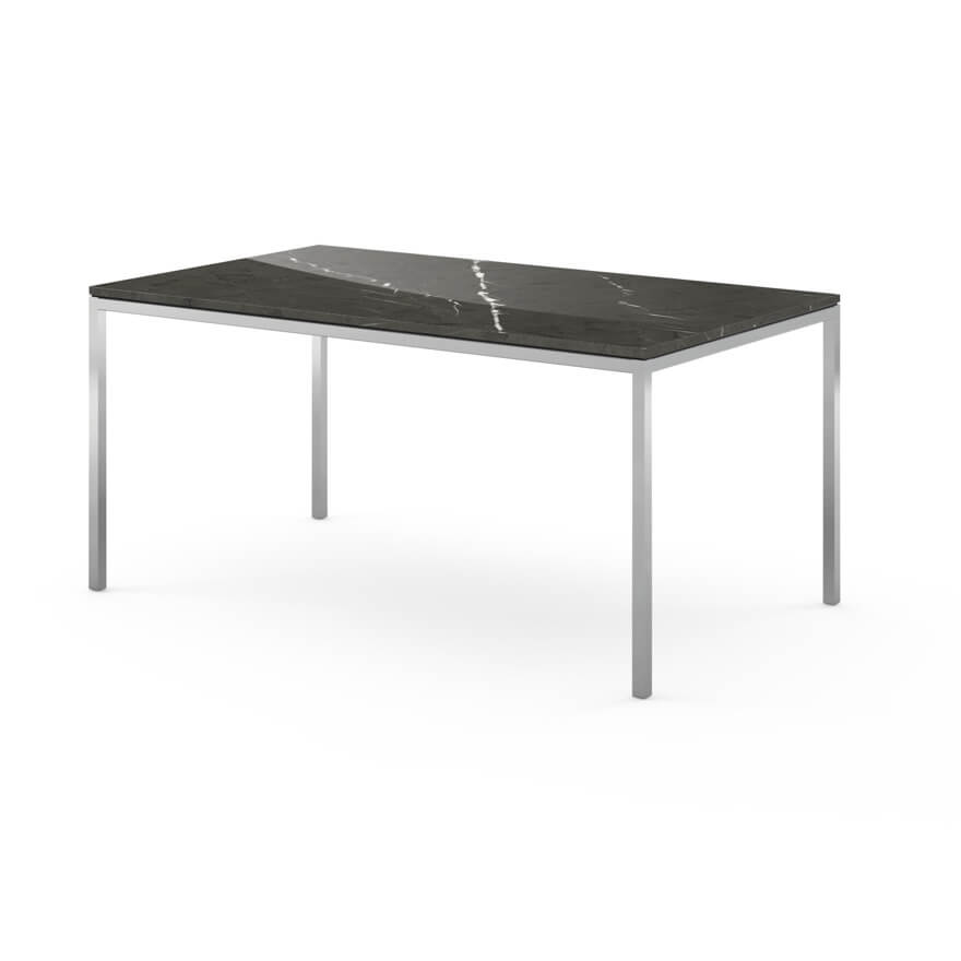 Florence Knoll Dining Table with black marble top and polished aluminium legs