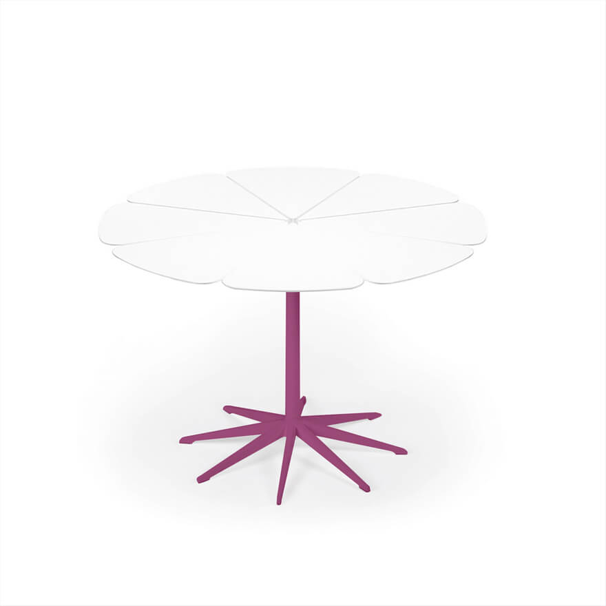 Petal Dining Table in white colour with blue base
