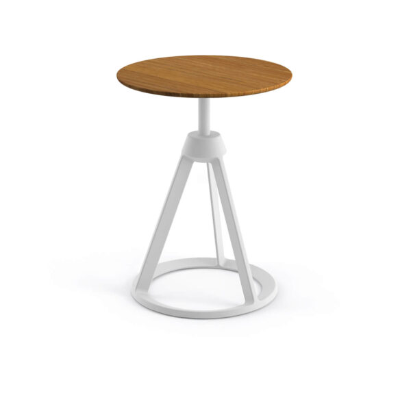 Piton Side Table white base and wooden top