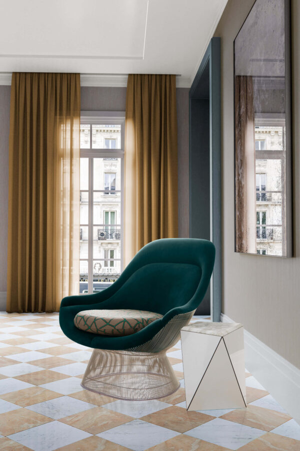 Platner Easy Lounge Chair in a modern living room design