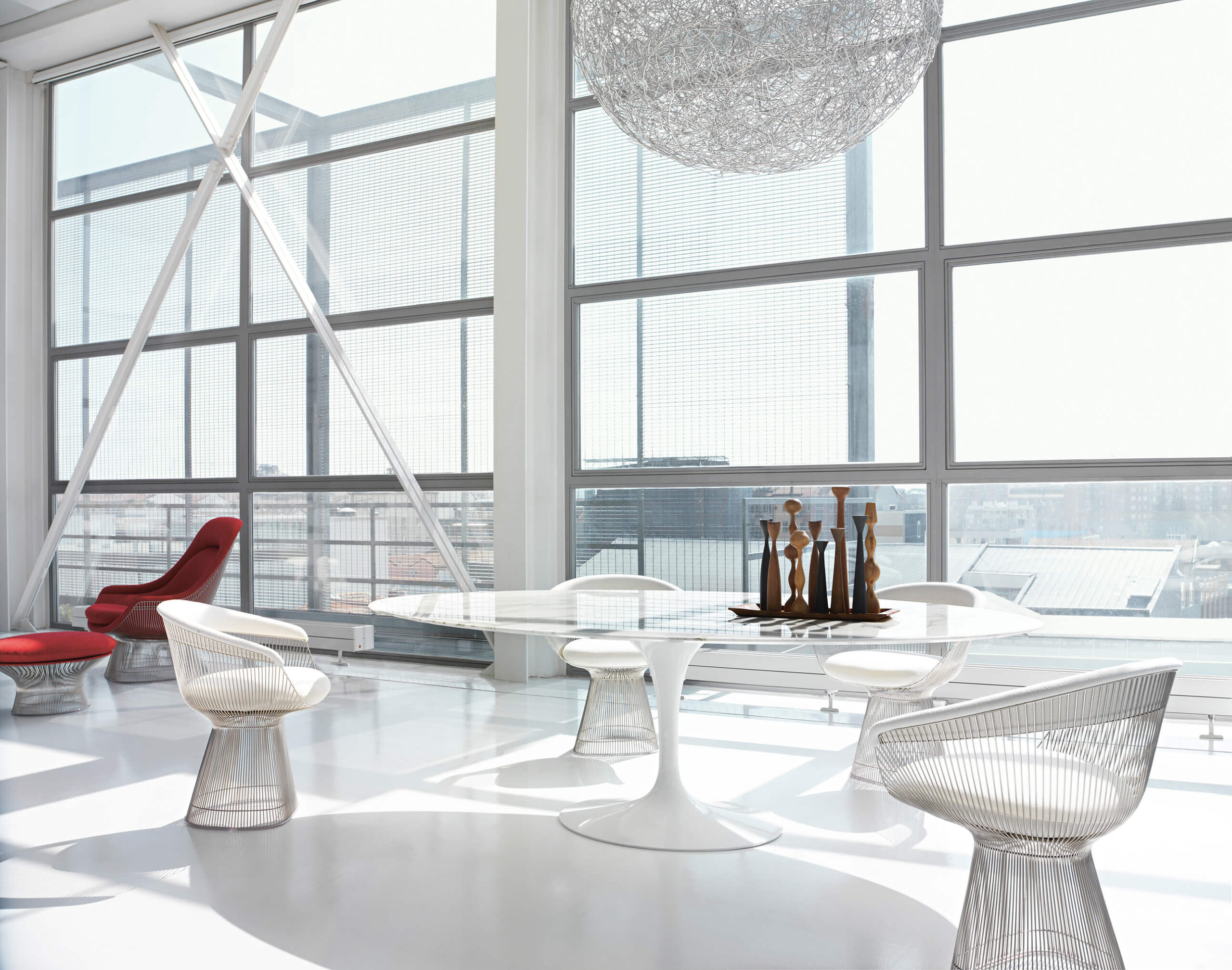 Platner Lounge Chair in an airport lounge design