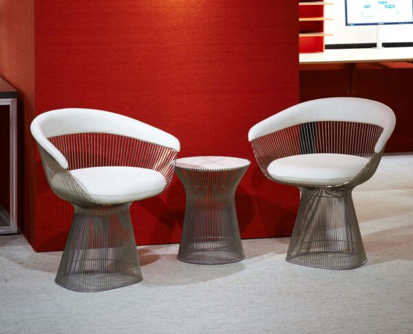 Platner Side Table with two chairs in an office room