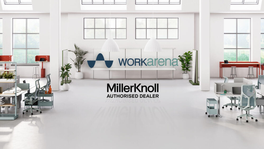 workarena office with millerknoll dealer logo
