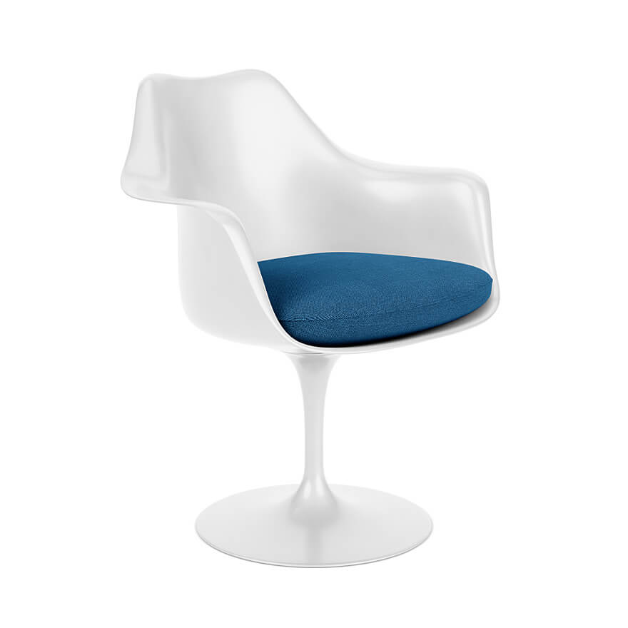 Tulip Arm Chair white with blue seat