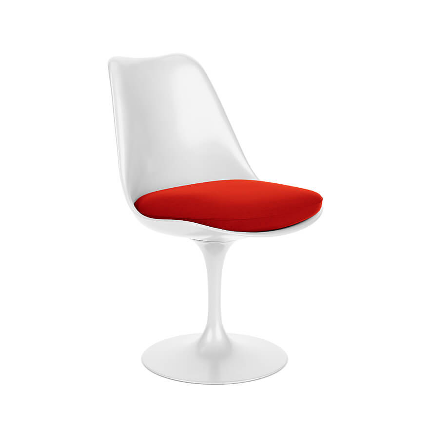 Tulip Chair Armless front with red seat
