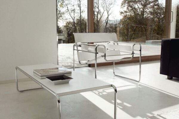 Wassily Chair with white leather seat in a modern home