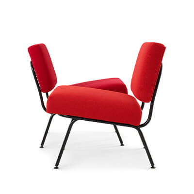 two Florence Knoll Model 31 Lounge Chair in red