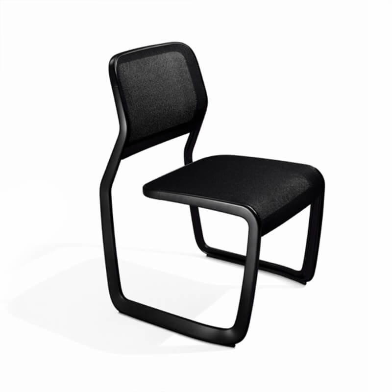 Newson Aluminum Stacking Chair in black seat and frame