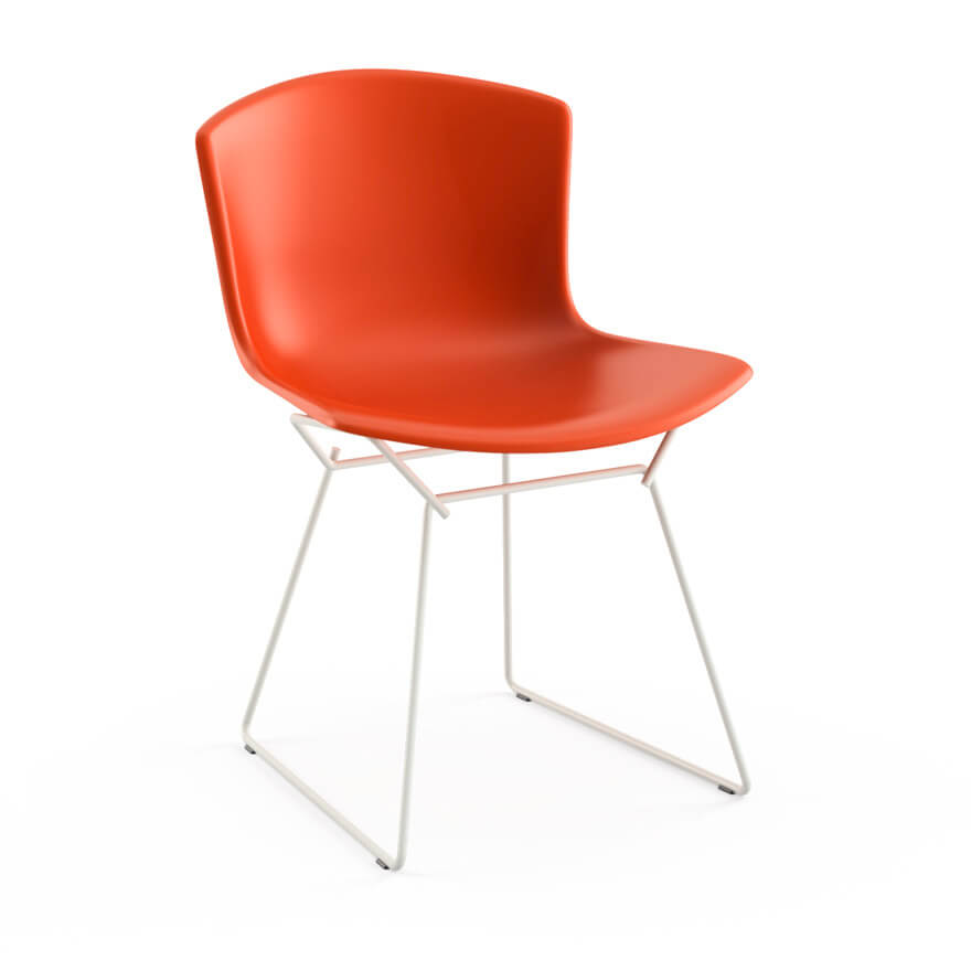 bertoia molded shell side chair in red shell