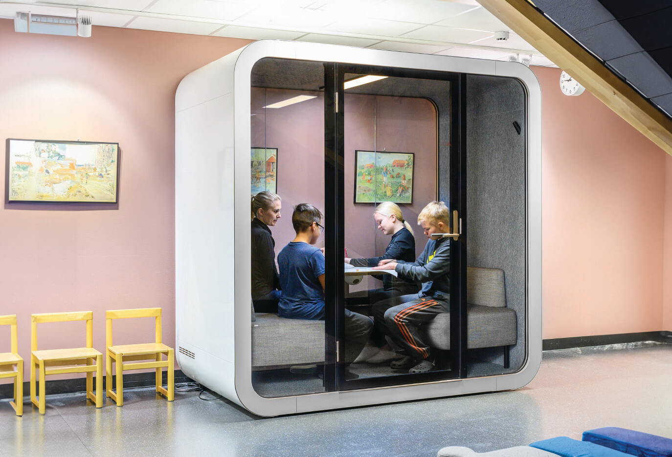 soundproof pod at a school open area