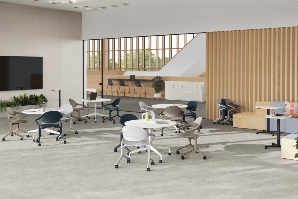 agile university training room with horizontal stacking chairs