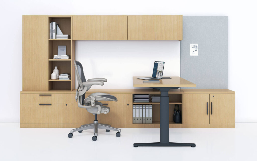 workstation at a government office featuring a gray aeron office chair