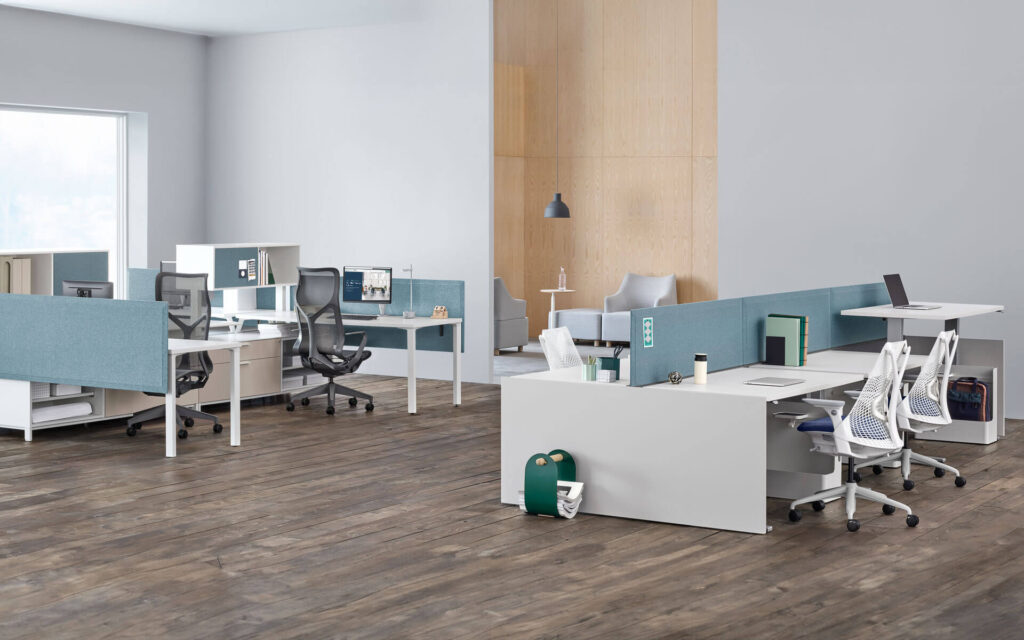 a government department workspace featuring modern ergonomic chairs and workstaions