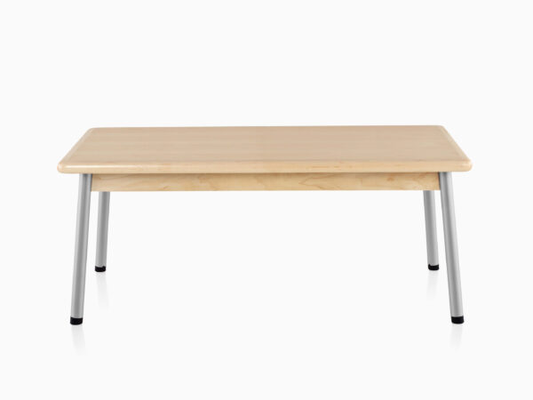 one long valor medical side table with wooden top in a white background